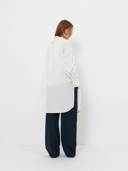 RUCHED COLLAR LONG SHIRT