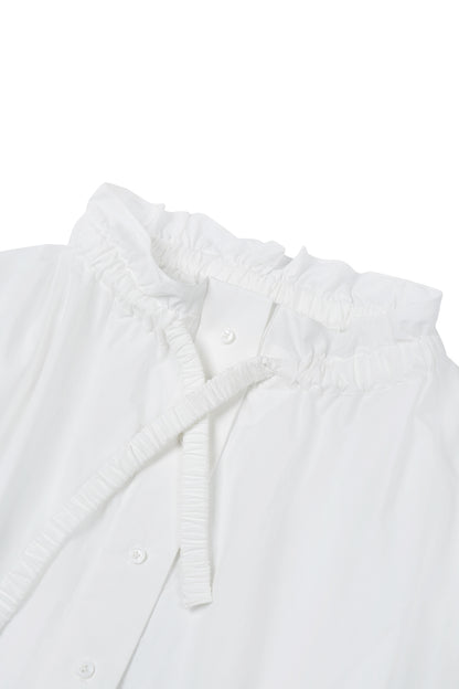 RUCHED COLLAR LONG SHIRT