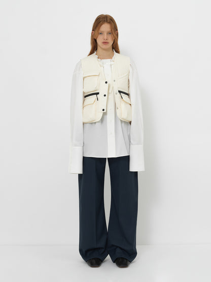 RUCHED COLLAR SHORT SHIRT