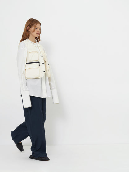 RUCHED COLLAR SHORT SHIRT