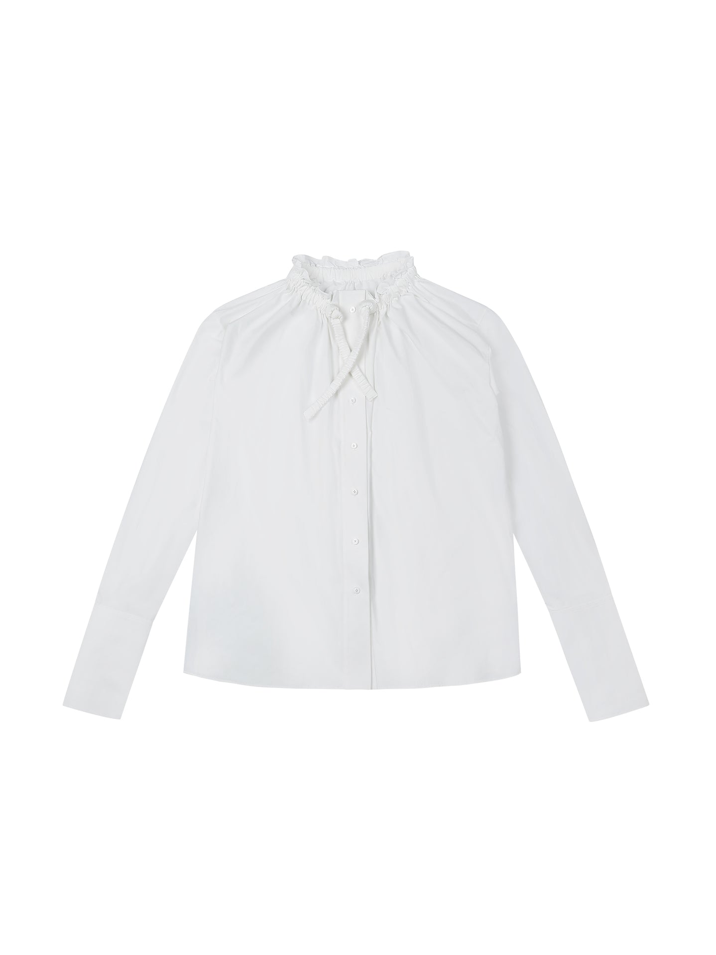 RUCHED COLLAR SHORT SHIRT