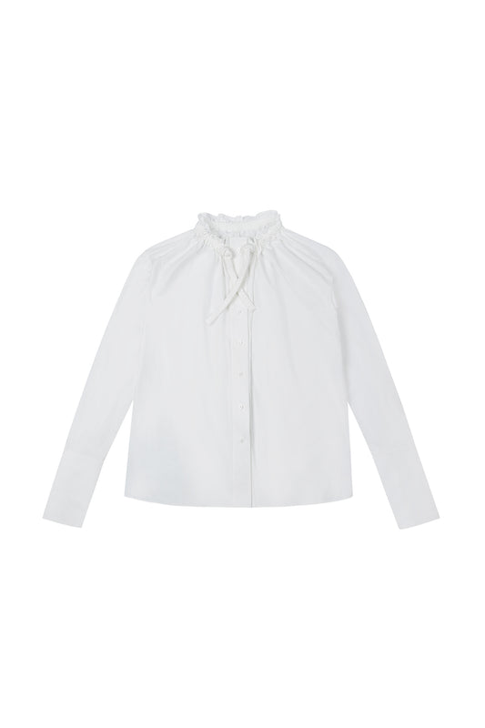 RUCHED COLLAR SHORT SHIRT
