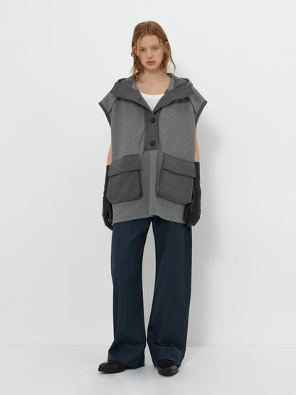 HEAVYWEIGHT HOODED VEST WITH UTILITY POCKETS