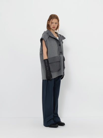 HEAVYWEIGHT HOODED VEST WITH UTILITY POCKETS