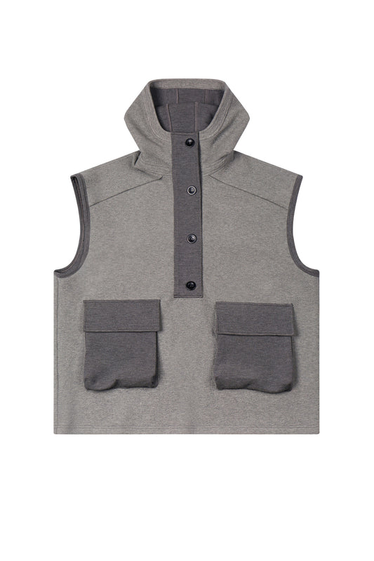 HEAVYWEIGHT HOODED VEST WITH UTILITY POCKETS