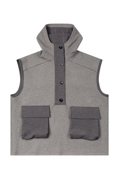 HEAVYWEIGHT HOODED VEST WITH UTILITY POCKETS