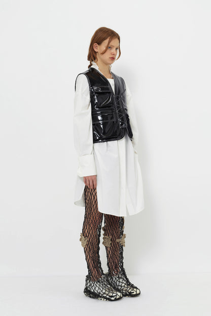 Glossy Linen Coated Utility Vest