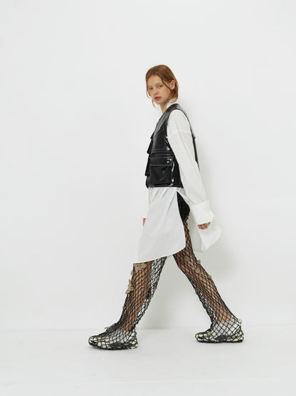 Glossy Linen Coated Utility Vest