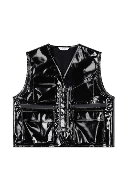 Glossy Linen Coated Utility Vest