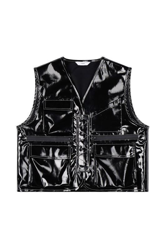 Glossy Linen Coated Utility Vest