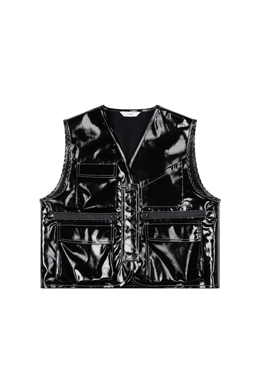 Glossy Linen Coated Utility Vest