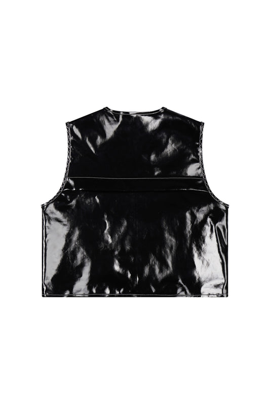 Glossy Linen Coated Utility Vest