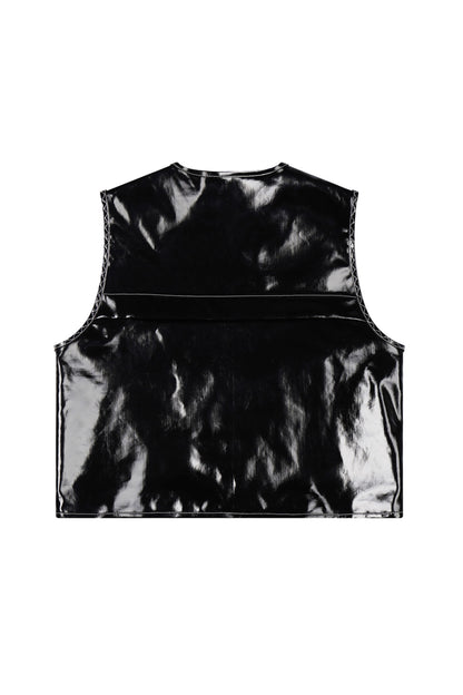 Glossy Linen Coated Utility Vest