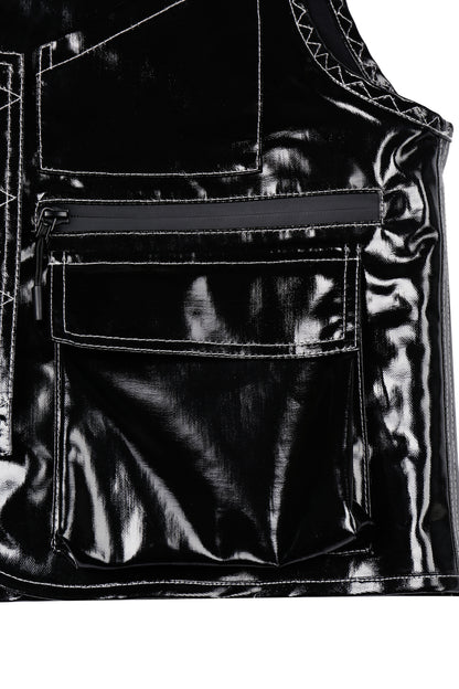 Glossy Linen Coated Utility Vest