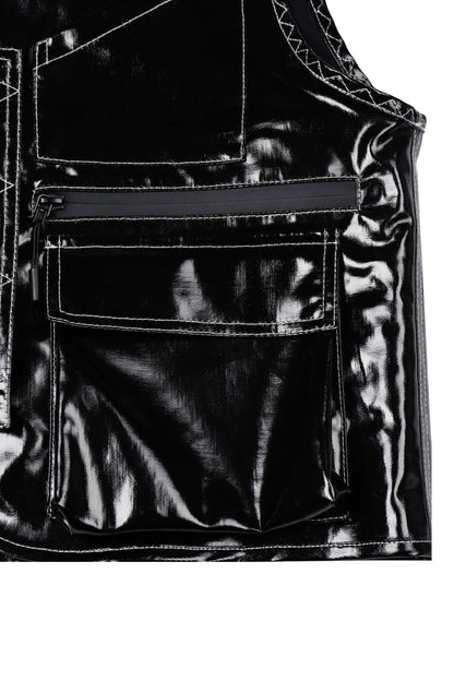 Glossy Linen Coated Utility Vest
