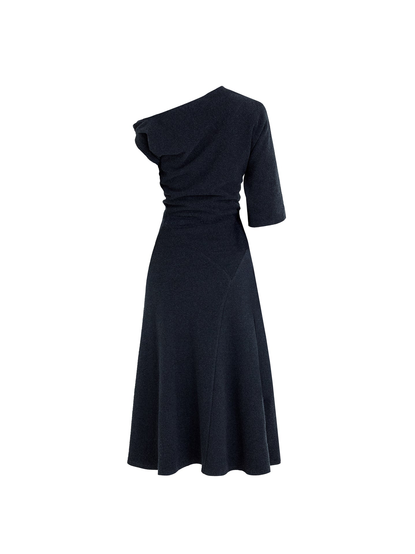 FLEECE ASYMMETRICAL STRUCTURED KNITTED WOOL DRESS