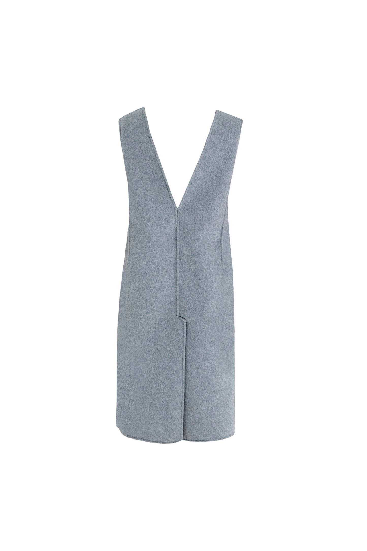 TWO TONE WOOL DEEP V-NECK SLEEVELESS REVERSIBLE DRESS