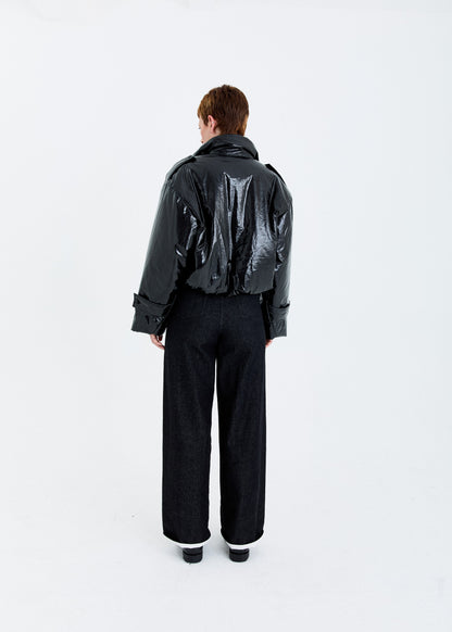 GLOSSY BLACK PUFER JACKET