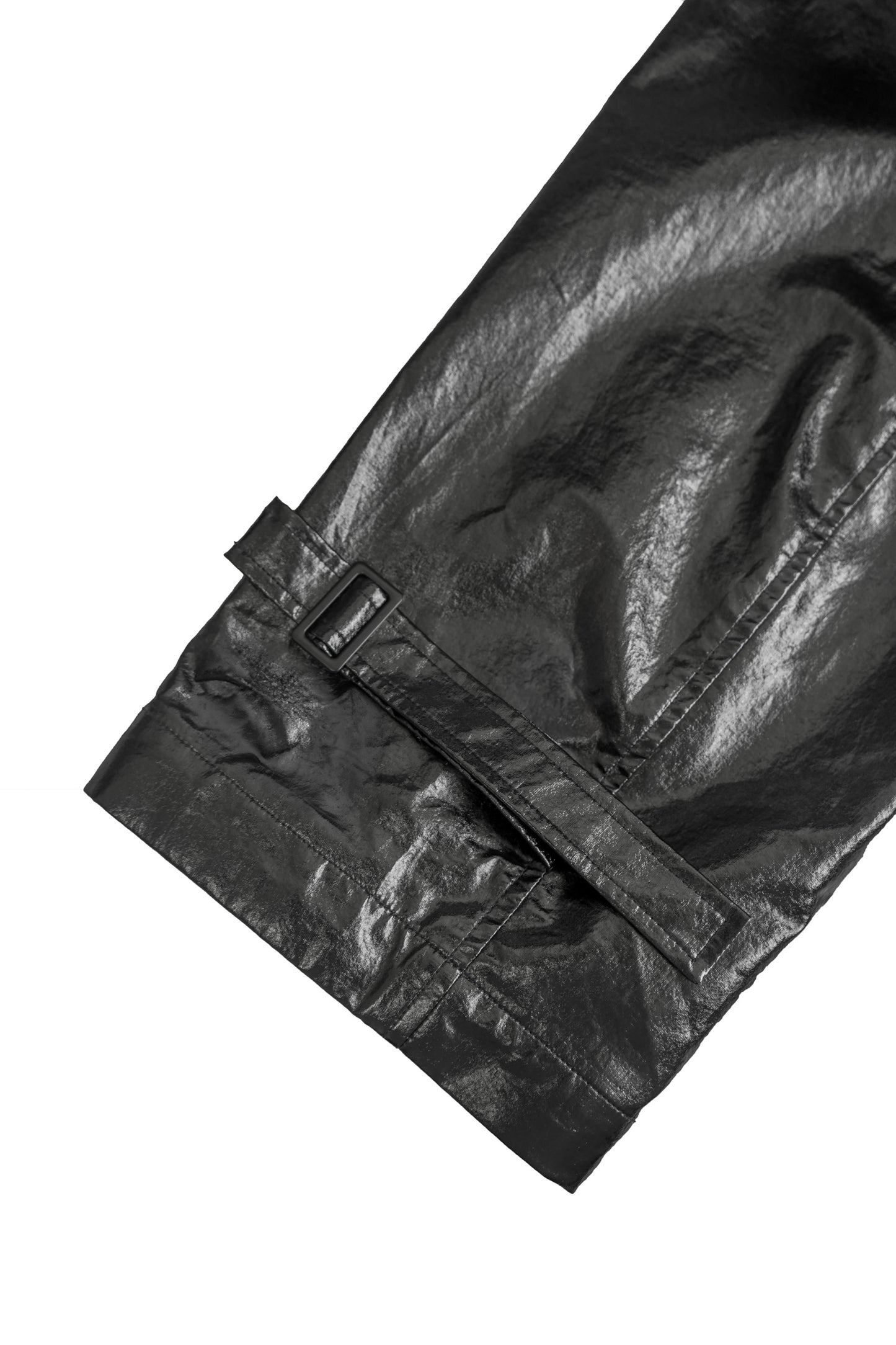 GLOSSY BALCK LONG TRENCH COAT