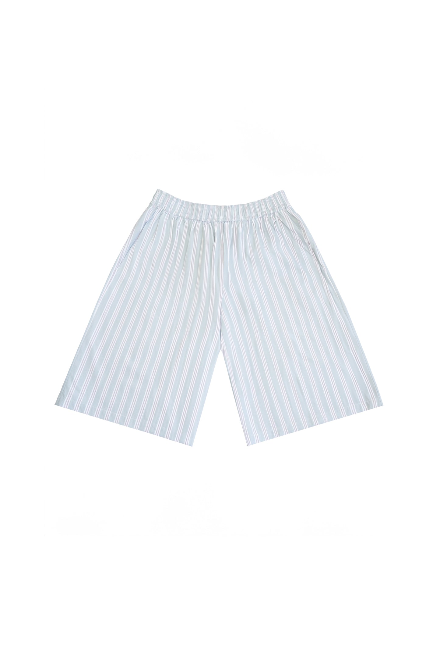 STONEWASHED STRIPED ELASTIC SHORTS