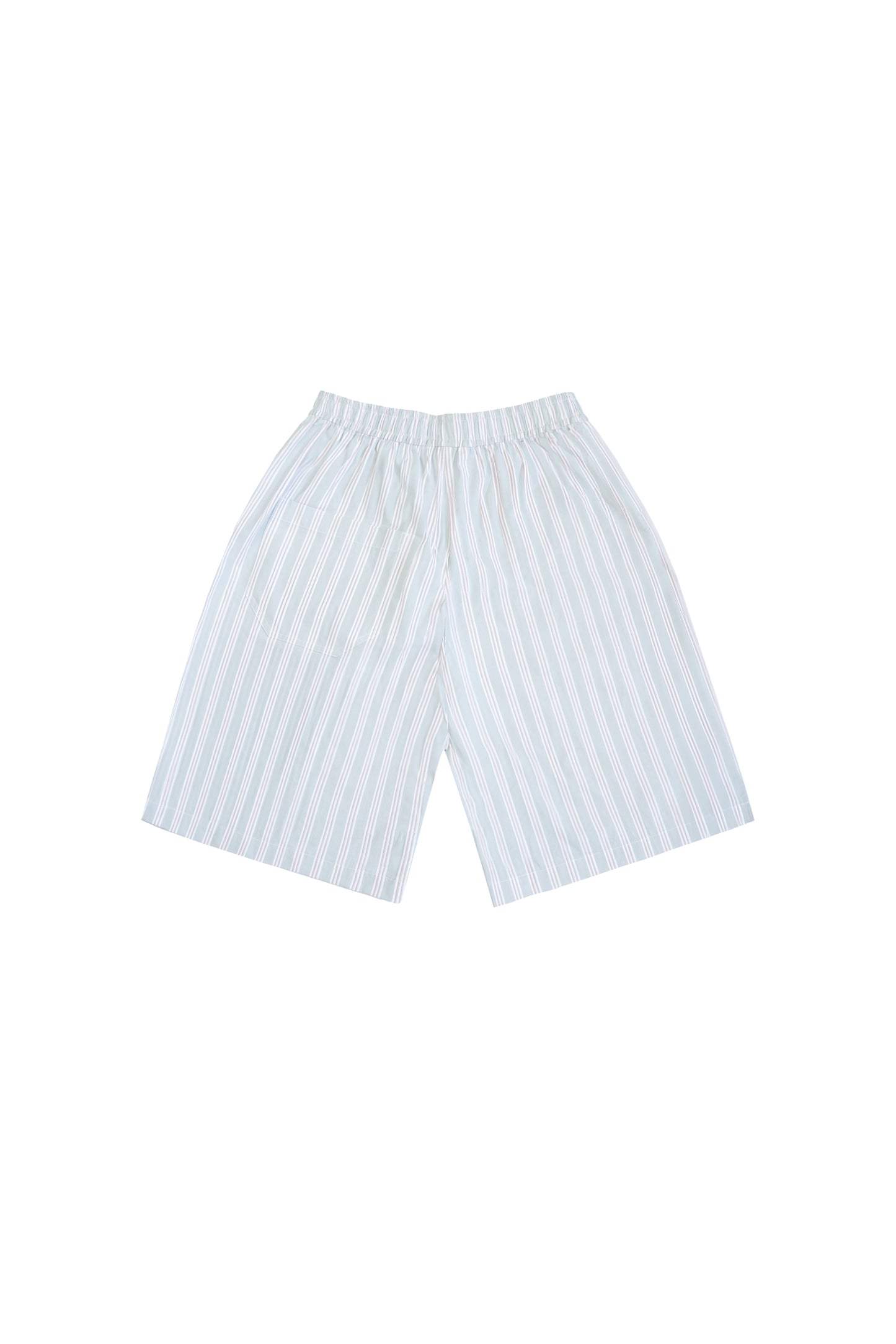 STONEWASHED STRIPED ELASTIC SHORTS