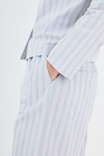 STONEWASHED STRIPED ELASTIC SHORTS