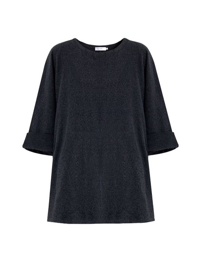 FLEECE OVERSIZE HALF-SLEEVE T-SHIRT