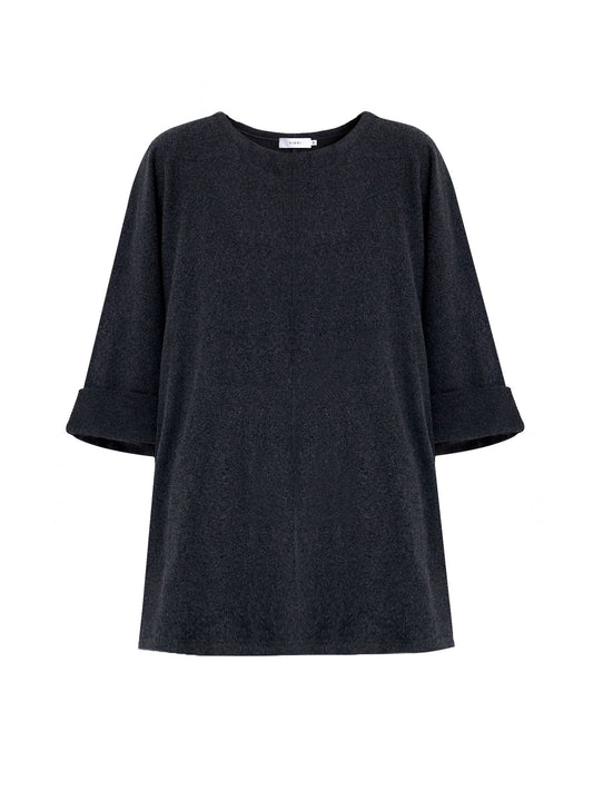 FLEECE OVERSIZE HALF-SLEEVE T-SHIRT