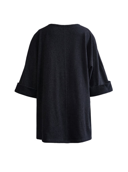 FLEECE OVERSIZE HALF-SLEEVE T-SHIRT
