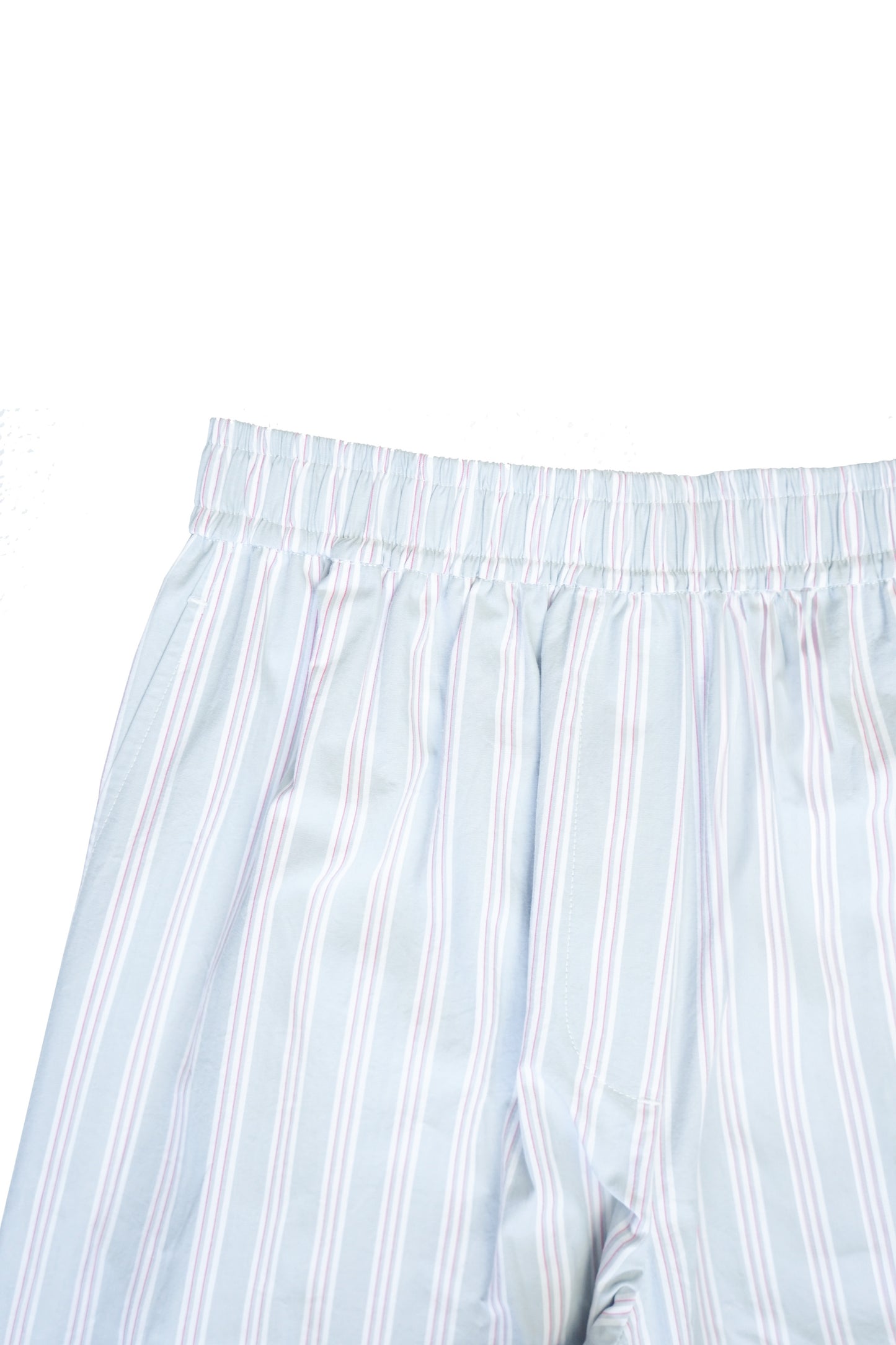 STONEWASHED STRIPED ELASTIC WAISTBAND PANTS