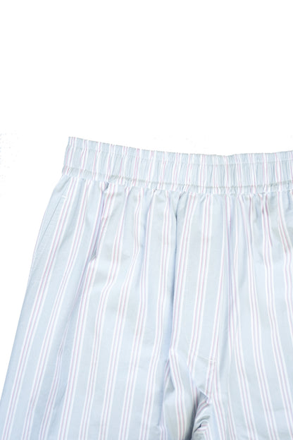 STONEWASHED STRIPED ELASTIC WAISTBAND PANTS