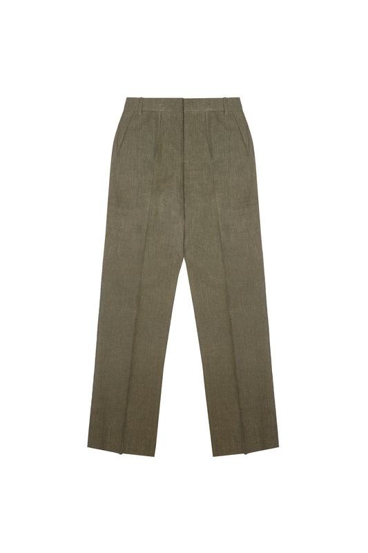 YARN DYED STRAIGHT-LEG SUIT TROUSERS