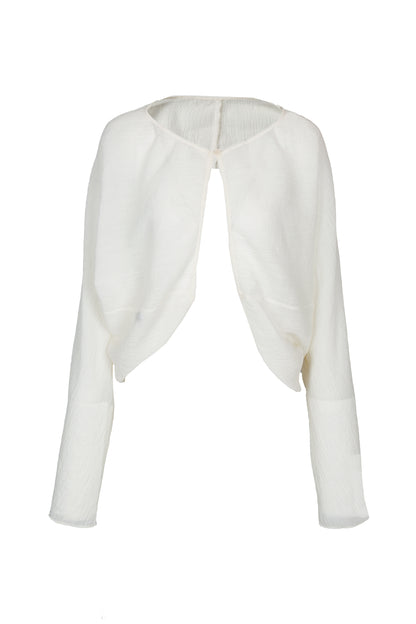 WHITE WRINKLE-TEXTURED REVERSIBLE TOP