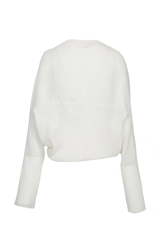 WHITE WRINKLE-TEXTURED REVERSIBLE TOP
