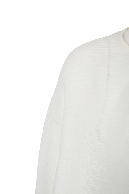 WHITE WRINKLE-TEXTURED REVERSIBLE TOP