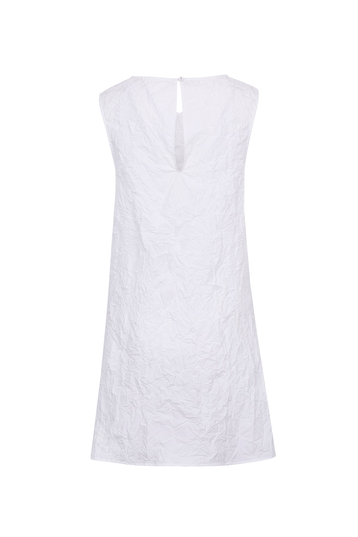 WHITE TEXTURED DRAPED MINI DRESS