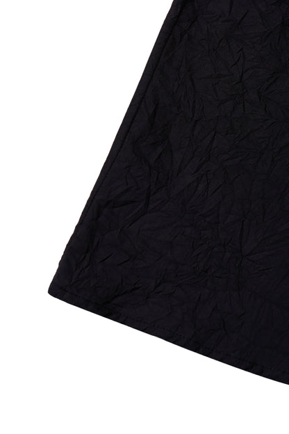 BLACK TEXTURED DRAPED MINI DRESS