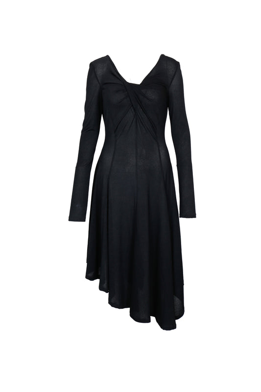 LONG SLEEVE FITTED KNIT DRESS WITH TWISTED DETAILS