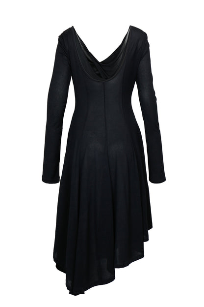 LONG SLEEVE FITTED KNIT DRESS WITH TWISTED DETAILS
