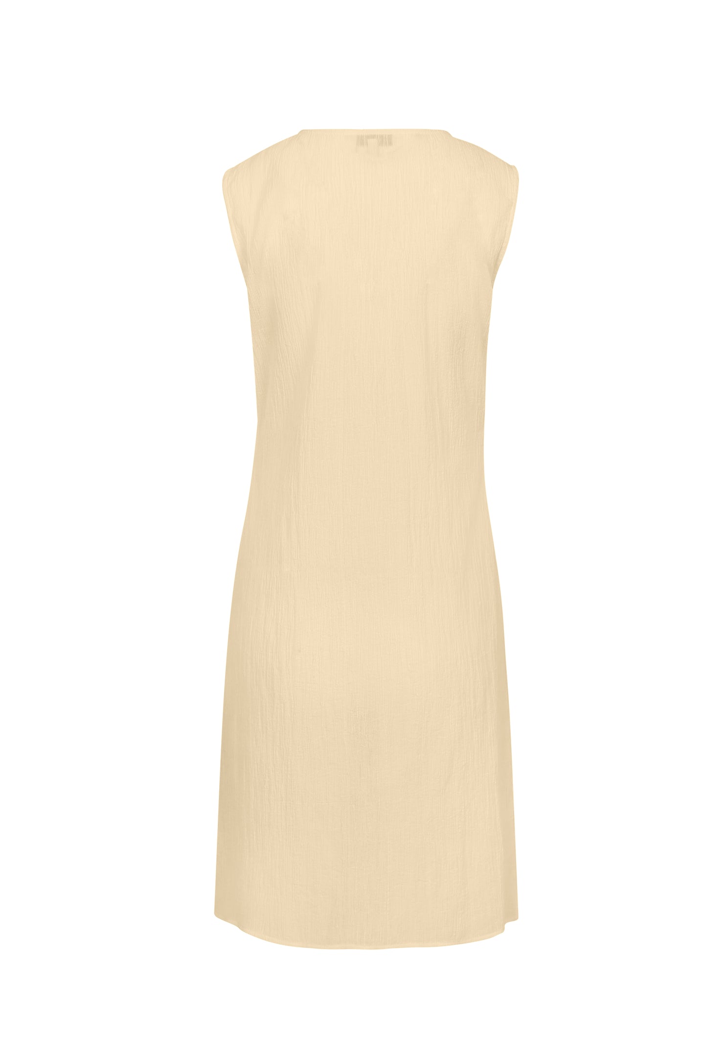 YELLOW WRINKLED TEXTURE COTTON MINI DRESS