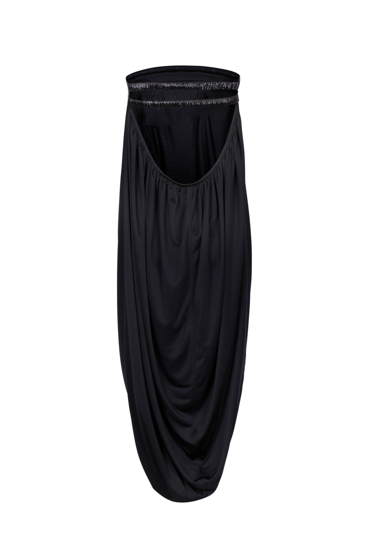 BLACK STRETCH JERSEY DRAPED TUBE DRESS