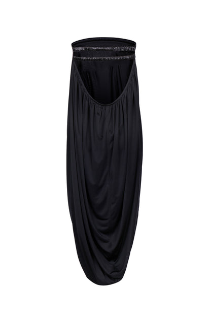 BLACK STRETCH JERSEY DRAPED TUBE DRESS