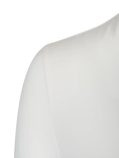 WHITE DRAPED JERSEY MAXI DRESS