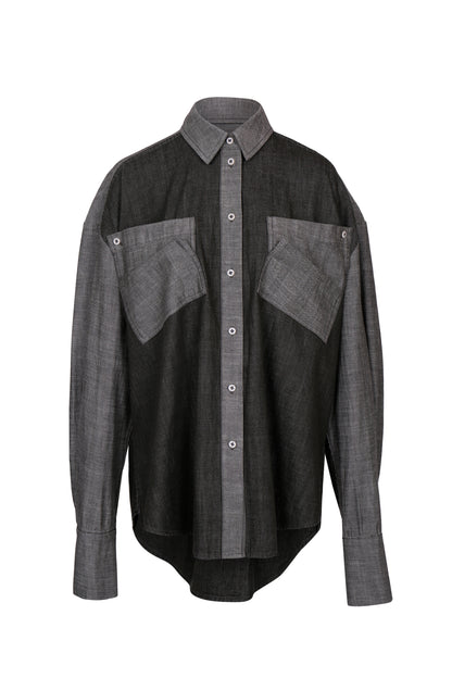 TWO-TONE OVERSIZE DENIM SHIRT