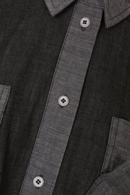TWO-TONE OVERSIZE DENIM SHIRT