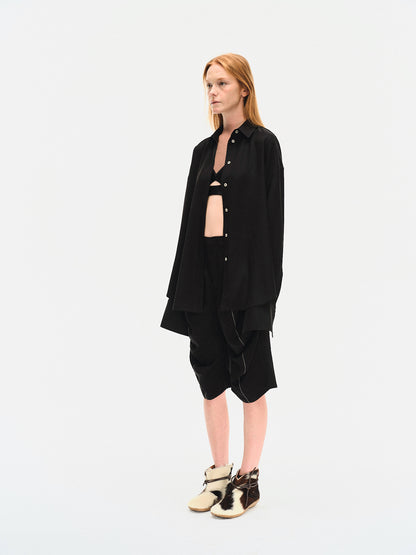 BLACK JAPANESE VISCOSE BUTTON-UP SHIRT