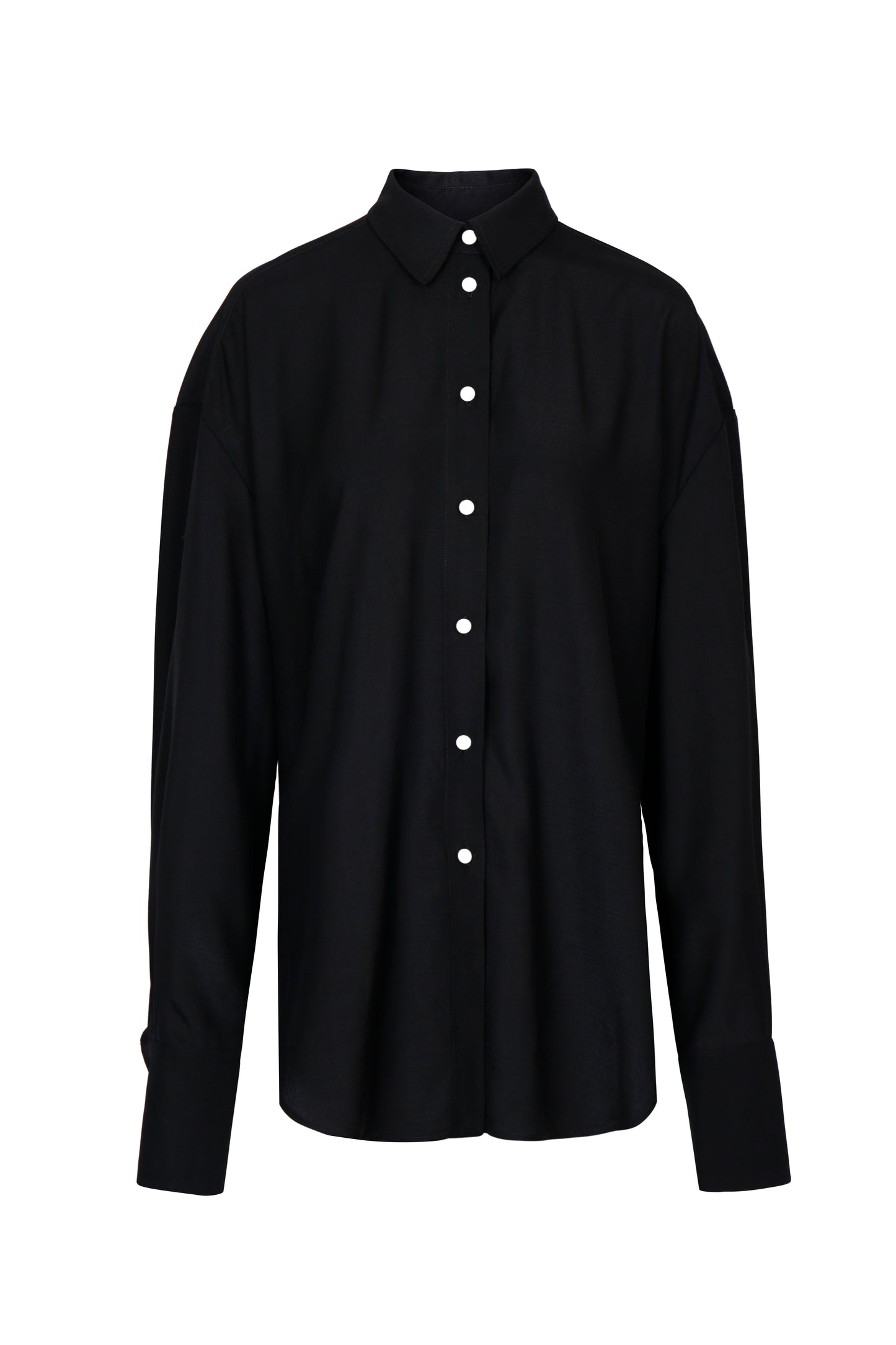 BLACK JAPANESE VISCOSE BUTTON-UP SHIRT