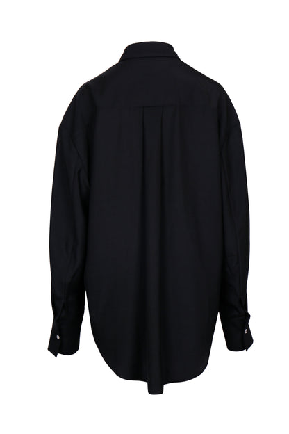 BLACK JAPANESE VISCOSE BUTTON-UP SHIRT