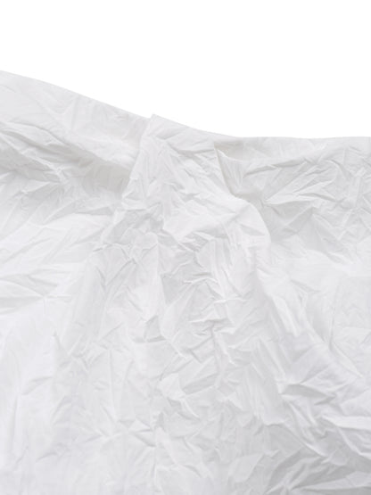 WHITE CRINKLED TEXTURE DRAPED MIDI SKIRT