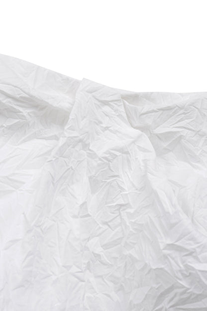 WHITE CRINKLED TEXTURE DRAPED MIDI SKIRT